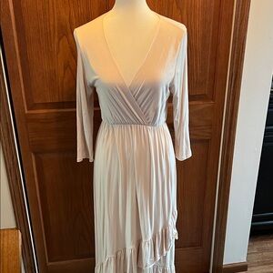 Mother Bee Maternity Cream Long Sleeve Dress